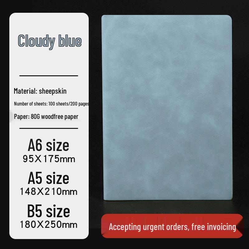 A5 Soft Sheepskin Notebook with Pen Loop & Logo Customization - Thick Journal for Business Meetings