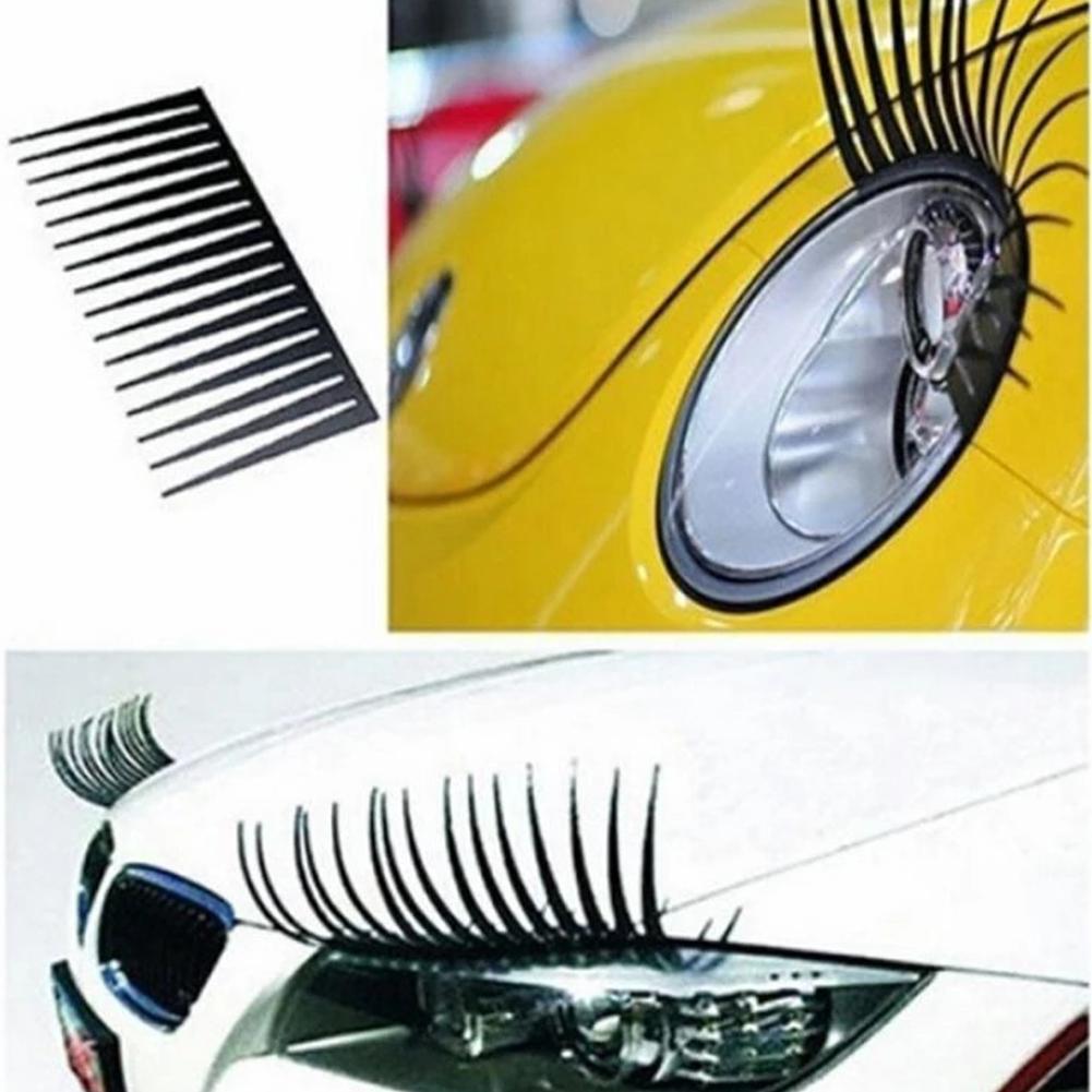 Car Headlight Eyelash Sticker 3D Charming Black False Eyelashes Fake Eye Lash Sticker Car Headlight Decoration Funny Decor