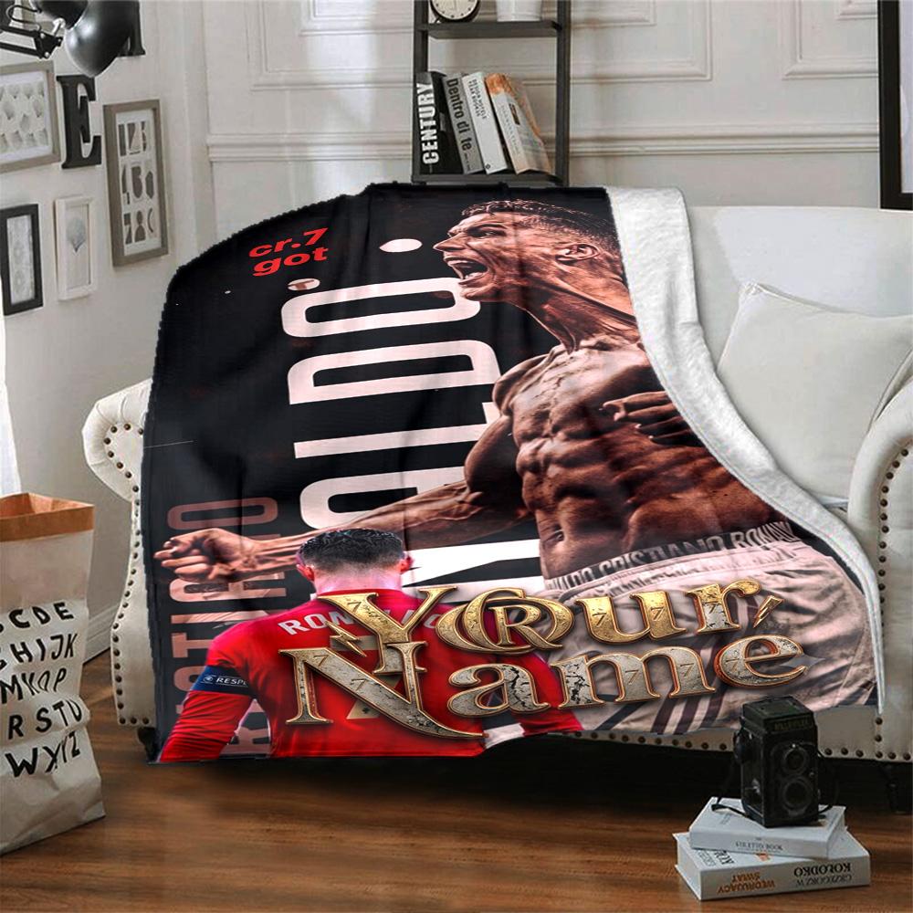 Cristiano Ronaldo (152) Personalized Name Blanket Multi-purpose Personalized Blanket Soft Warm Cozy Perfect for Livingroom Sofa Home Decor Picnics