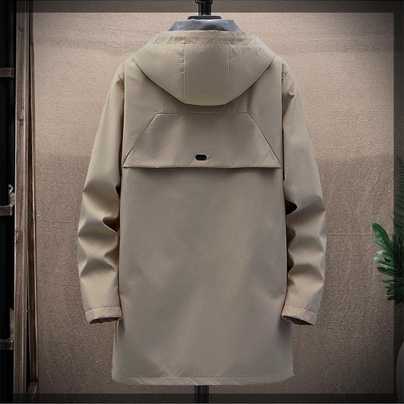 Mens Casual Long Jackets Coats Hooded Streetwear Hip Hop Windbreaker Outwear Jacket Men Spring Autumn Mens Clothing