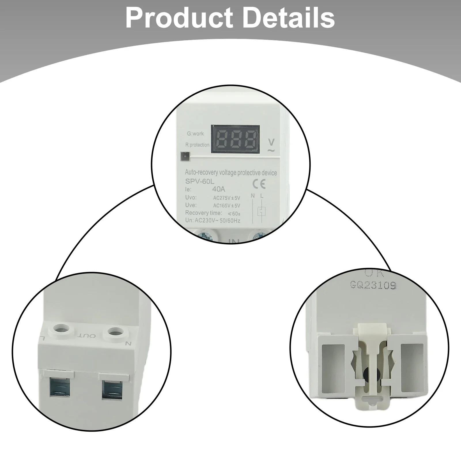 

SVP-60L Household AC230V 40A Auto-recovery Over Under Voltage Protective Device Overvoltage And Undervoltage Protection Relay China Mainland