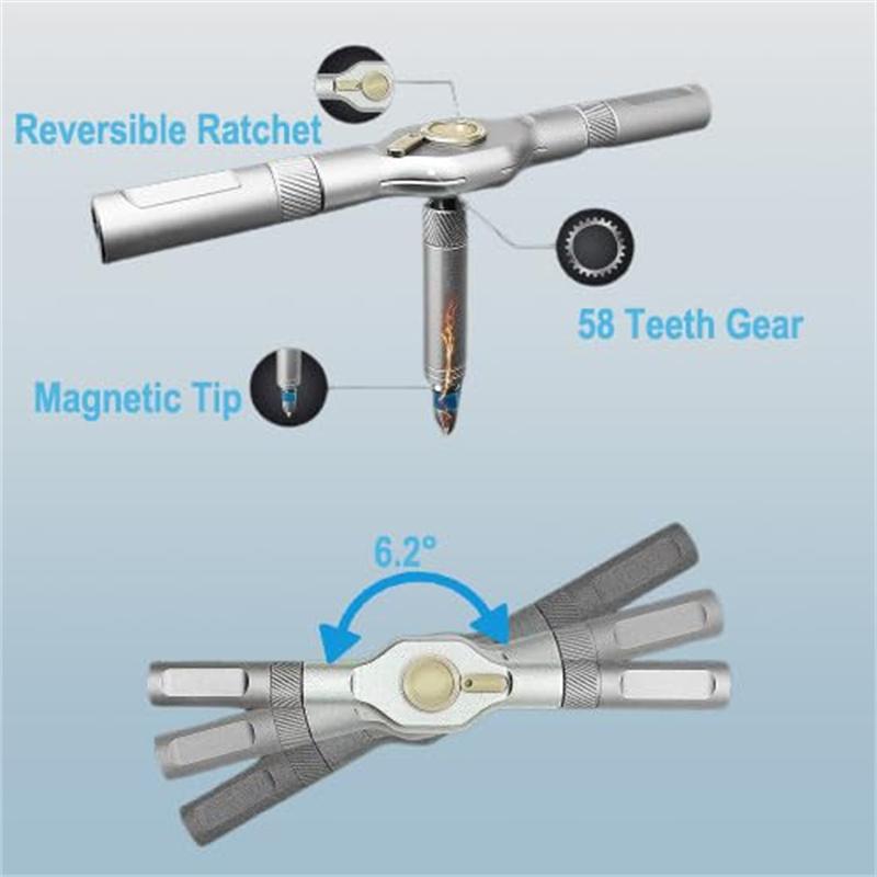 Ratchet 24-in-1 Screwdriver Set Precision Meets Versatility – Readyintend Magnetic Compact Multi-Bit Repair Kit With T-Handle