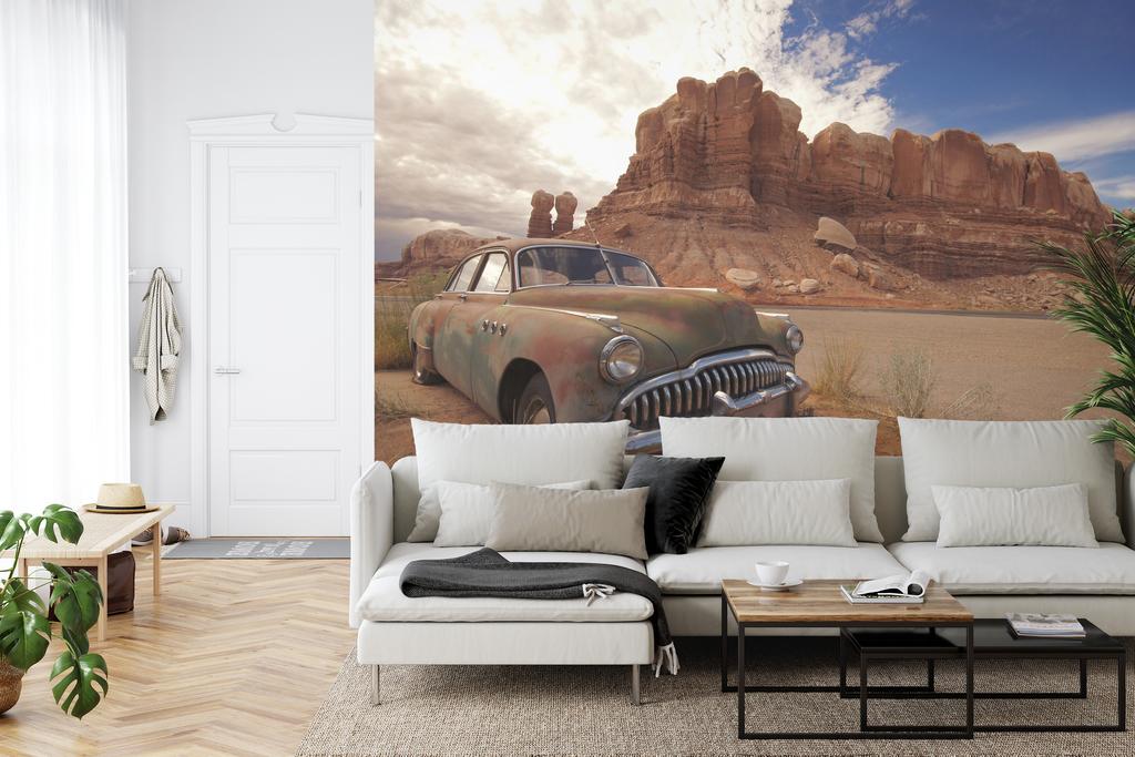 Photomural Old Car In The Desert Washable Fleece 416x254
