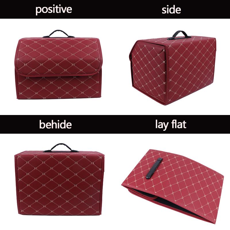Collapsible Car Organizer Box For Trunk Portable Pu Leather Storage Box Multipurpose Auto Accessories Organizer Bag In The
