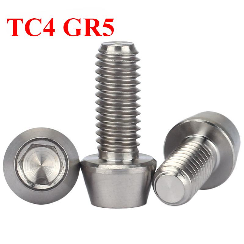 M3 X 4 5 6 8 10 12 14 16 18 20 22mm TC4 GR5 Titanium Alloy UFO Cone Head Screw Bolts Hex Socket For Model Aircraft Car DIY