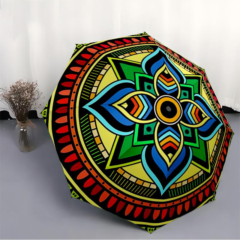 1pc Mandala Pattern Automatic Folding Umbrella - Portable Collapsible 8-Rib Umbrella for All Seasons yy251119205
