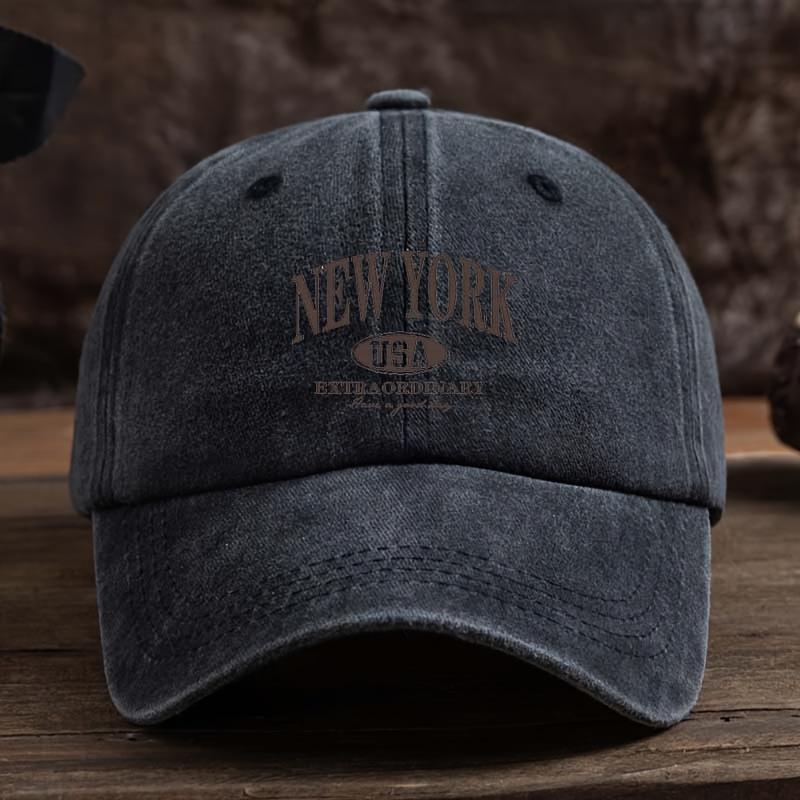 1pc NEW YORK Print Baseball Cap with Lettering,Outdoor Hat Suitable for Travel,Fishing Casual Wear,Textile Cap Duckbill Style