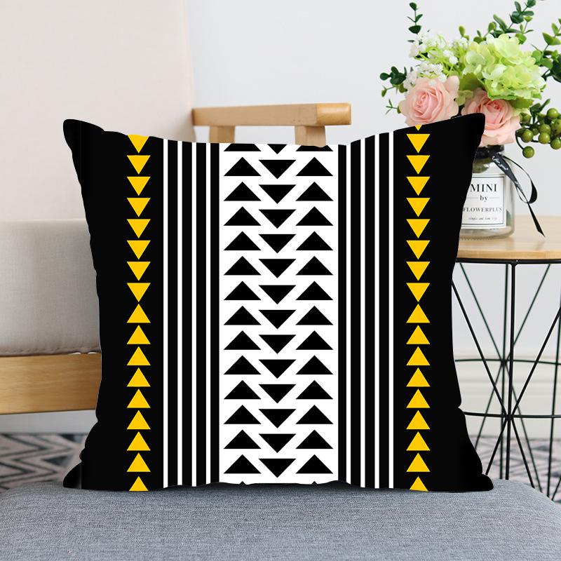 Nordic Modern Yellow Plush Throw Pillow Cover - Single-Sided Print Home Decor Cushion.