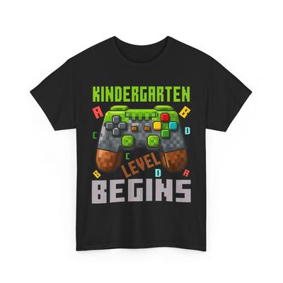 Kindergarten Level Begins T-Shirt Mens Womens Tees Top, First Day of Kindergarten Gaming Cute Shirt