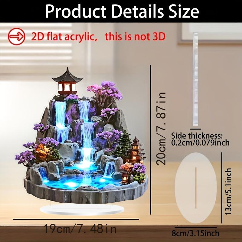 Creative desktop rockery fountain decoration, acrylic living room decoration, 2D flat home decoration decoration decoration