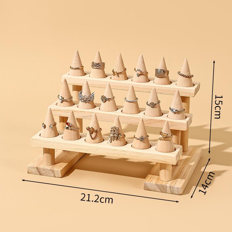 Suport de afișare a inelelor conice din lemn, suport de afișare a bijuteriilor, tavă de depozitare a inelelor pentru vitrină, pentru prezentarea tejghelei, bază din lemn, decor pentru magazin