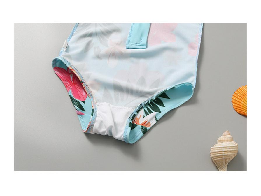 Trendy Korean Toddler Girl's One-Piece Sunscreen Swimsuit Set