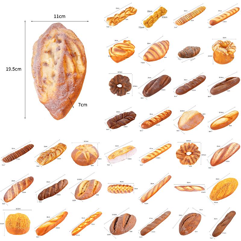 Umělý chléb Dort Toast Měkký PU Model bagety Potravina Falešný chléb Simulační ozdoby Pekárna Dekor Fotografie Rekvizity
