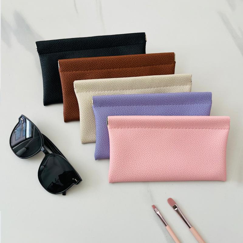 Storage Bag Pu Leather For Long Wallet Passport Driver'S License Document Holder Data Cable Cosmetic Bag For Women Men