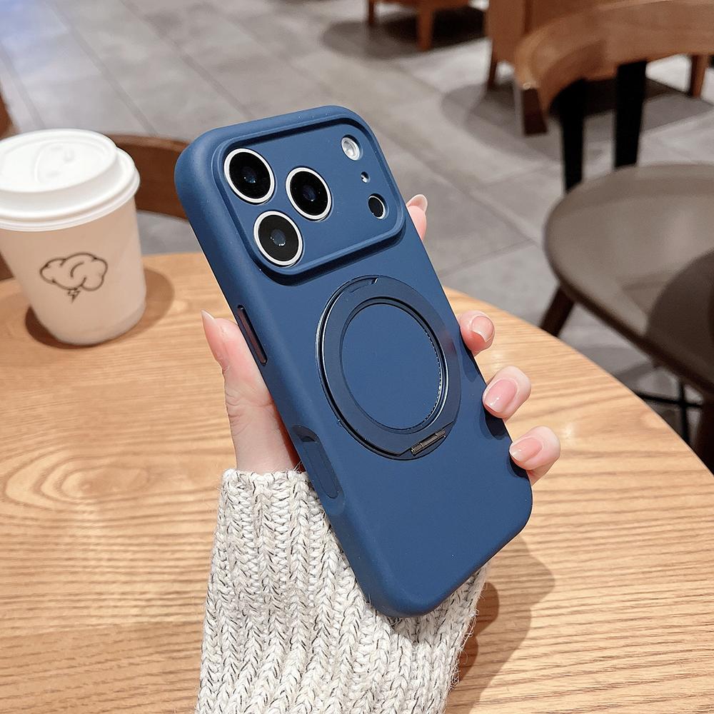 Liquid Silicone Magnetic Stand Holder Phone Case For iPhone 17 Air 17Pro 17 Pro Max For Magsafe Wireless Charging Cover