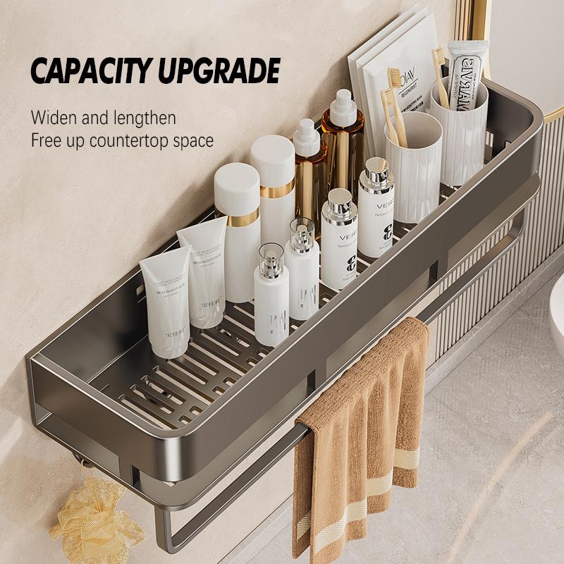 Bathroom Storage Rack Non Perforated Wall Mounted Towel Rack Bathroom Washbasin Cosmetics Storage Rack Wrought Iron Material