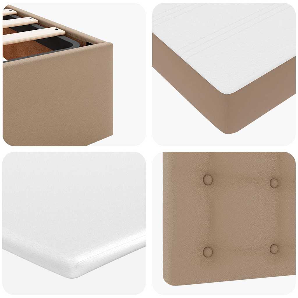 Ottoman Bed with Mattress Cappuccino Brown 140x200 cm Faux Leather
