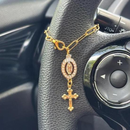 Steering Wheel Rosary Pendant Charm Catholic Rosary Hanging Pendant Virgin