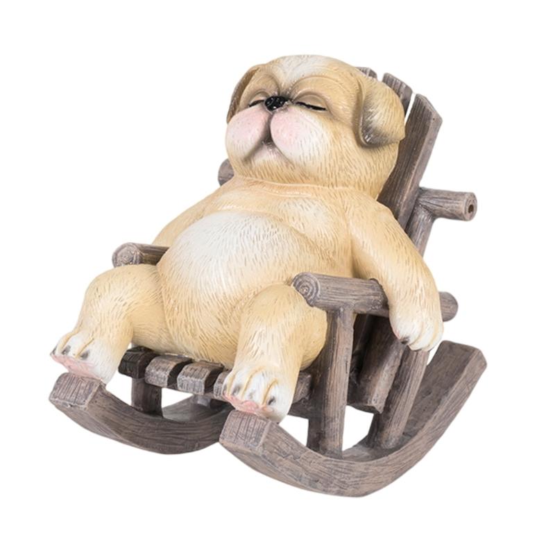 

Cute Rocking Chair Cats Dog Statue Resins Small Animal Sculpture Ornament for Shelf Table or Bedside Desktop Decoration