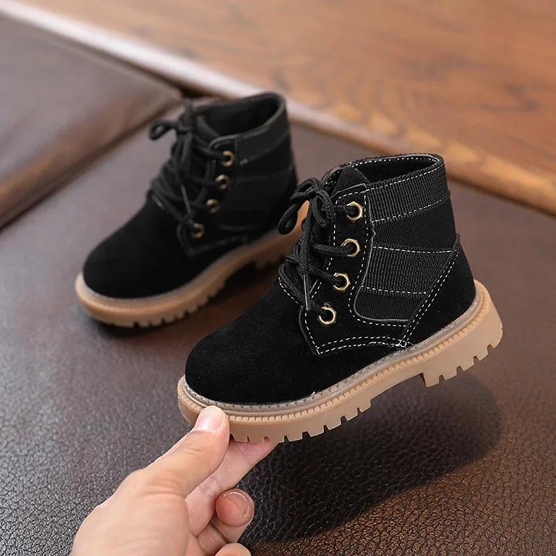 Botas Autumn Spring Casual Sneakers Boots Baby Kids Short Boot Boys Shoes Child Side Zipper Solid Color Boot Toddler Desert Shoe