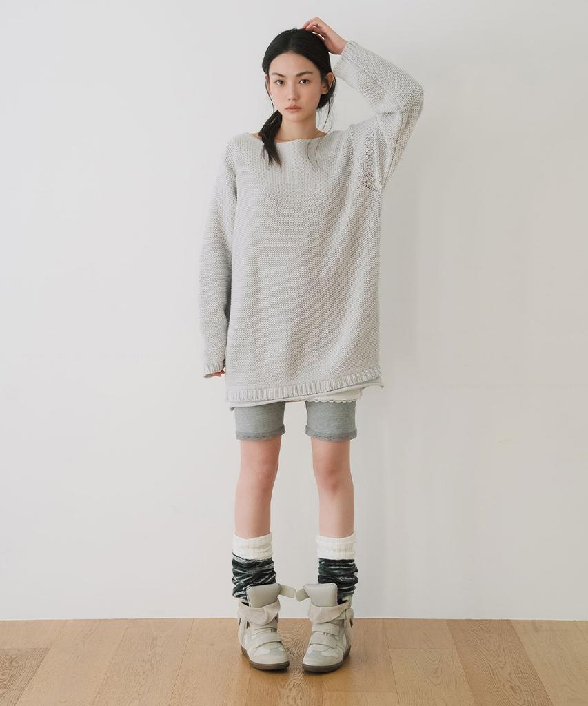 Ieoning Frontback Cotton Loose Knit, Light Gray