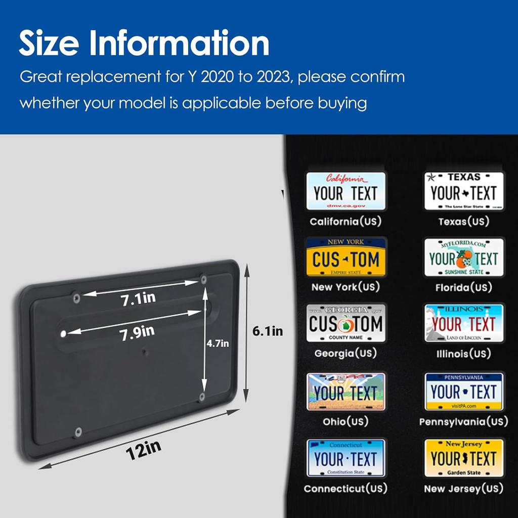 Rear License Plate for OE 1096844 00 B License Plate Frames Replacement Sturdy PP and EPDM Material, Car License Plate Holder Mounting Bracket for