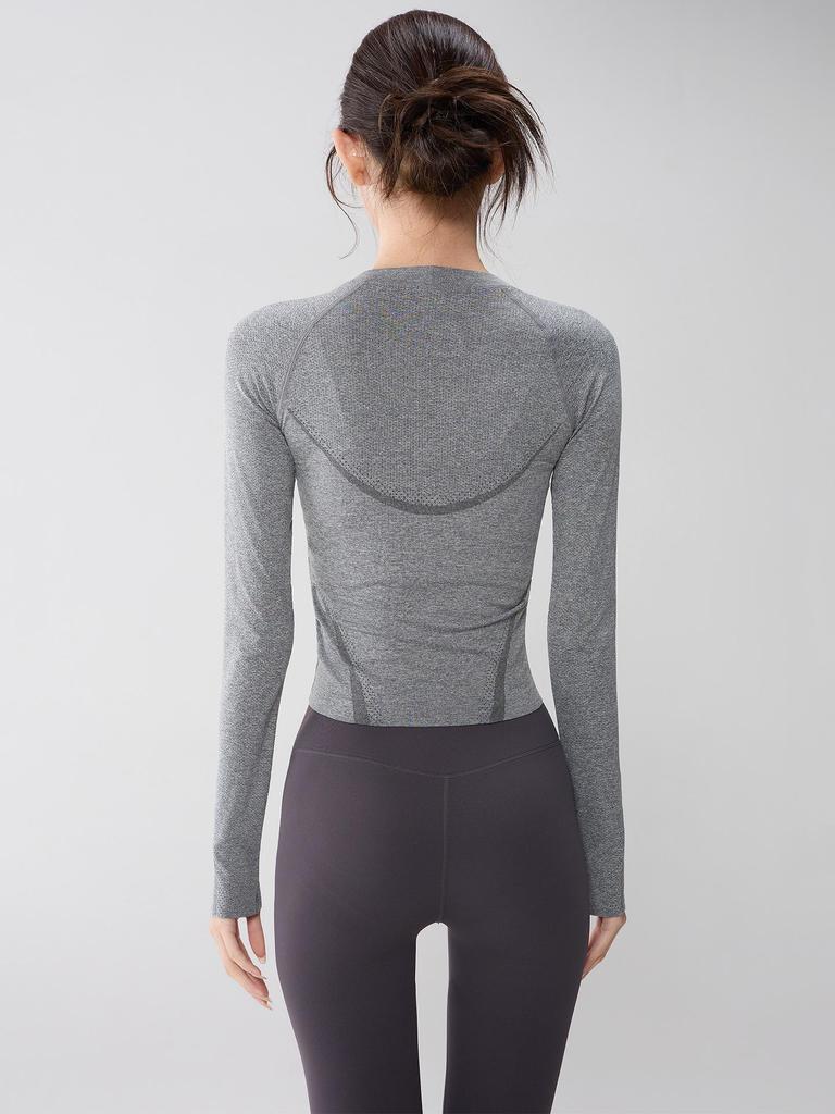 Women's Long Sleeve Yoga Suit with Thumbholes - Slim Fit for Running and Pilates