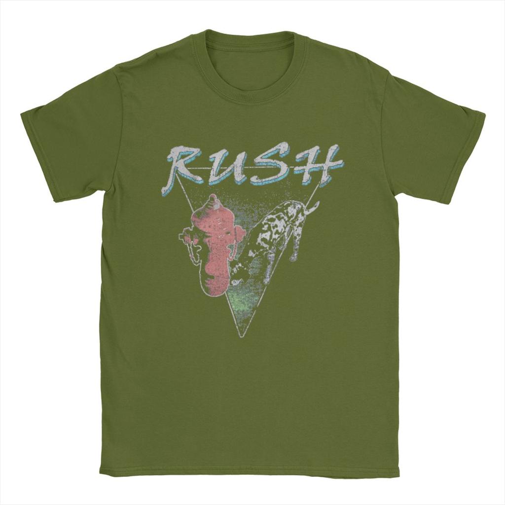 Men's Band Rush T Shirt Pure Cotton Tops Humorous Short Sleeve O Neck Tees Original T-Shirt