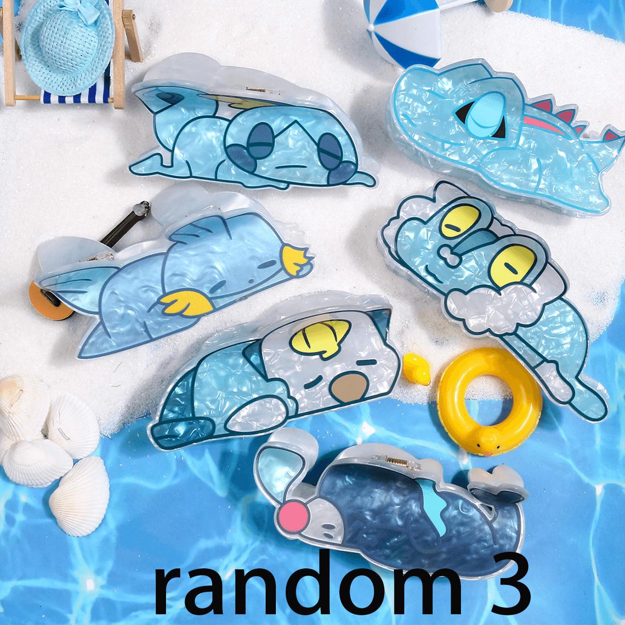 

3 random Blue-themed Pokémon Hair Clips Cute Fresh Sweet Hair Accessories Summer & Spring Headwear for Girls Women