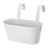 Hanging Flower Pot with Detachable Hooks Iron Metal Bucket Plant Pot for Railing Balcony White