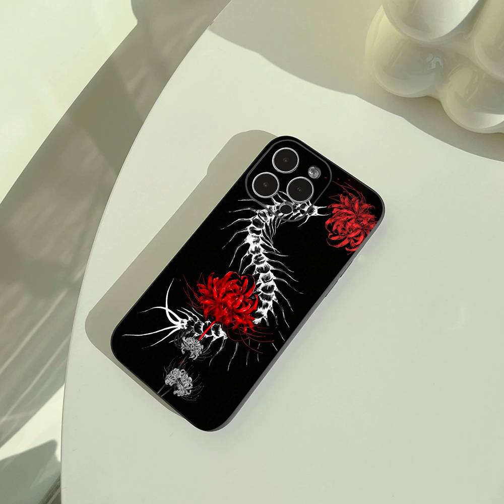 Tokyo-Red Spider Lily-Ghoul Phone Case For iPhone 17,16,15,14,13,12,11 Pro Max,16/15/14Plus,XS Soft Black Cover