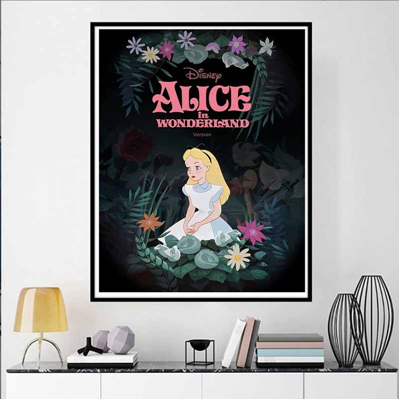 Disney Diamond Painting Alice in Wonderland Themed Illustrations 5D Diamond Painting Art Embroidery Cross Stitch Room Decoration