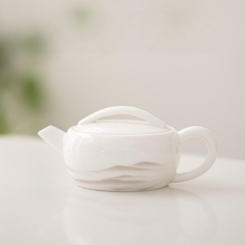 Ink Mountain Sheep Fat Jade Han Wa Teapot White Porcelain Ceramic Hand-painted Kung Fu Tea Set Single Pot Tea Ceremony Tea Maker