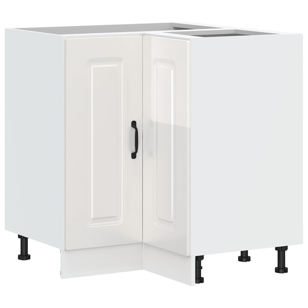 Kitchen Corner Base Cabinet Kalmar High Gloss White Particleboard