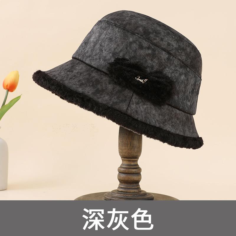 

Осенне-зимняя шляпа для пожилых женщин, шляпа-колокол для мамы, двойная теплая, модная, универсальная бабушкина шляпа-ведро one size fits all темно-серого
