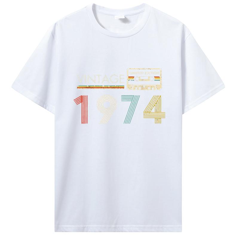 Staré Vintage 1974 Narozeninové Pánské Dámské Tričko Manželka Manžel Dárky k Narozeninám Nápisy Citát Grafické Oblečení Oversized Tričko