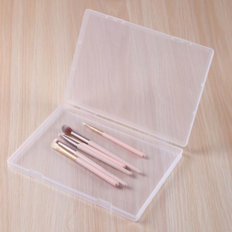 Pack Of 5 Clear Flat Plastic Storage Boxes for Organizing Beads Tools Letter and Papers Transparent Organizers Case