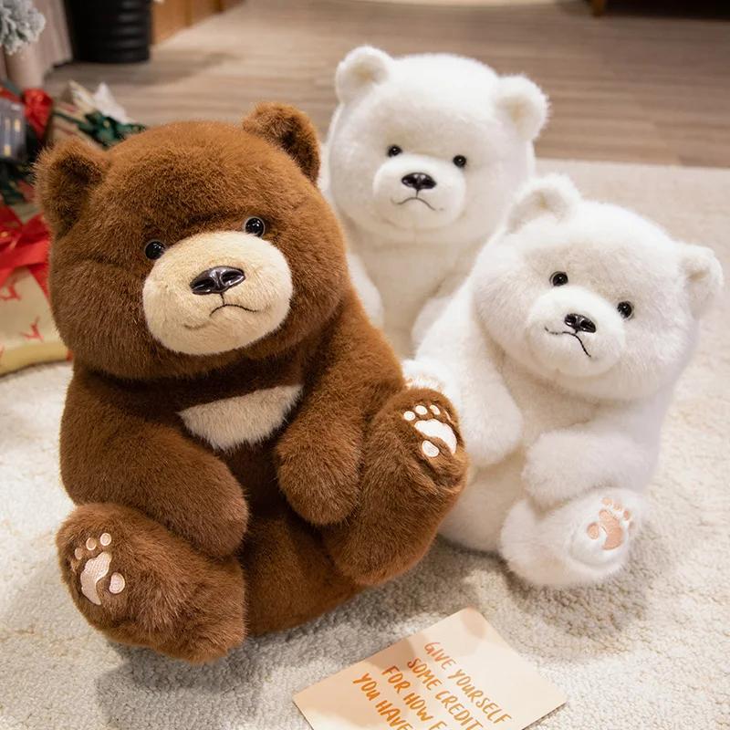 Fluffy Chubby Brown / White Bear Plush Doll Stuffed Cartoon Bear Toys For Children Nice Birthday Gift For Friends Sleep Mate