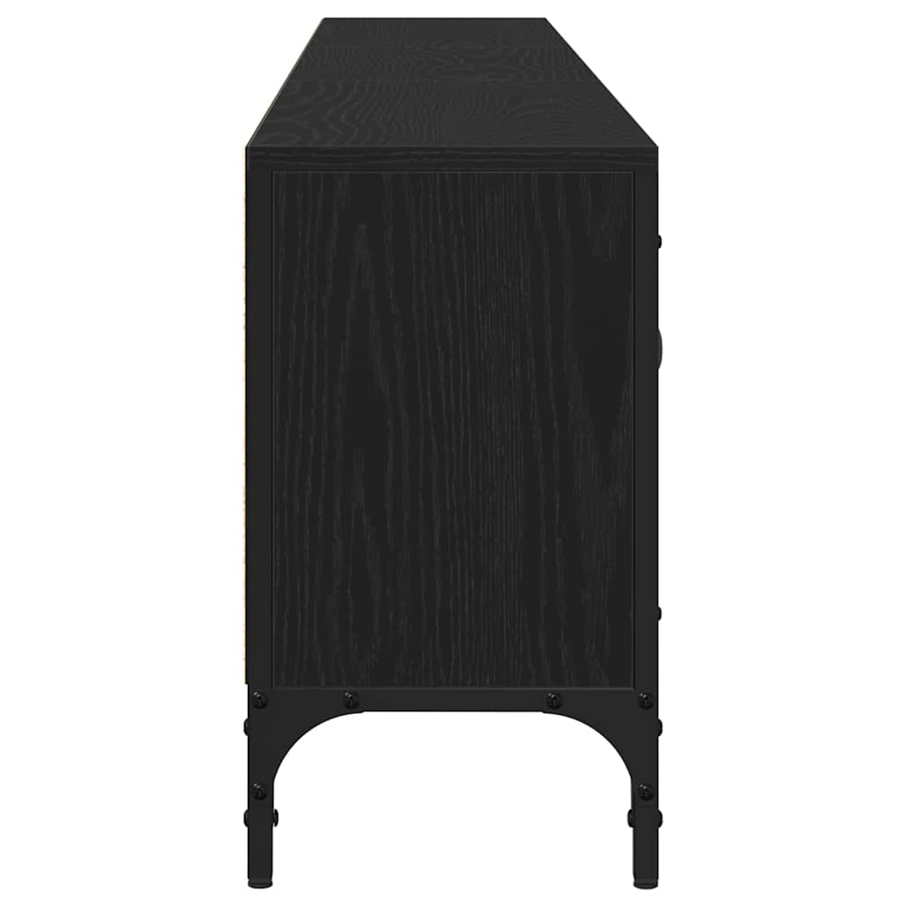 TV Cabinet in Black Oak Look 200 x 25 x 44 cm Engineered Wood