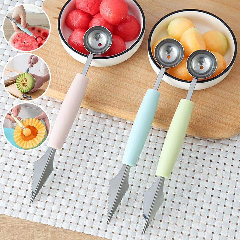 Multi Function Fruit Carving Knife Watermelon Baller Ice Cream Dig Ball Scoop Spoon Baller Kitchen Diy Cold Dishes Tools Gadgets