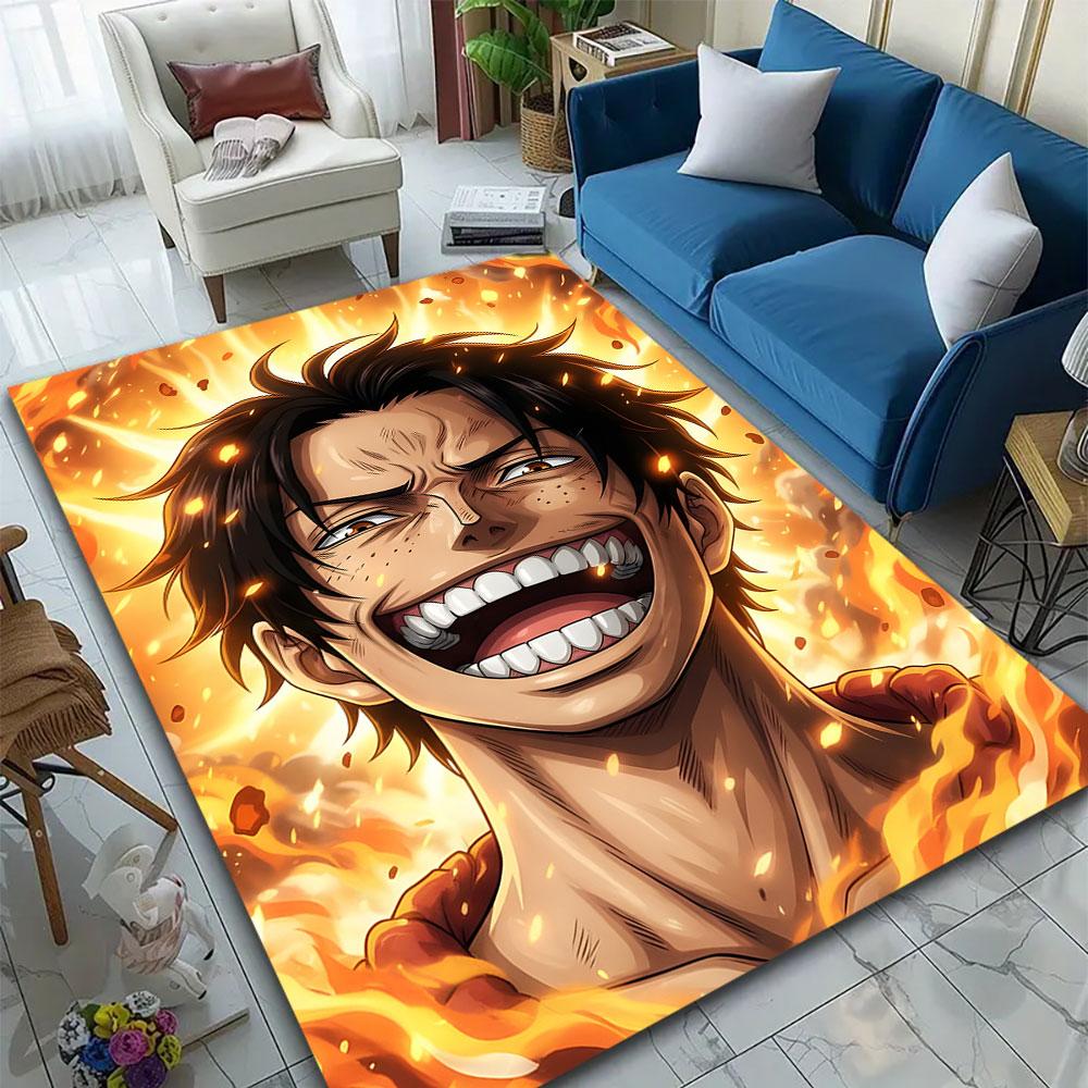 Fiery Anime Character with Bold Expression Patterned Carpet, Suitable As a Non Slip Play Mat for the Living Room and Bedroom Sofa