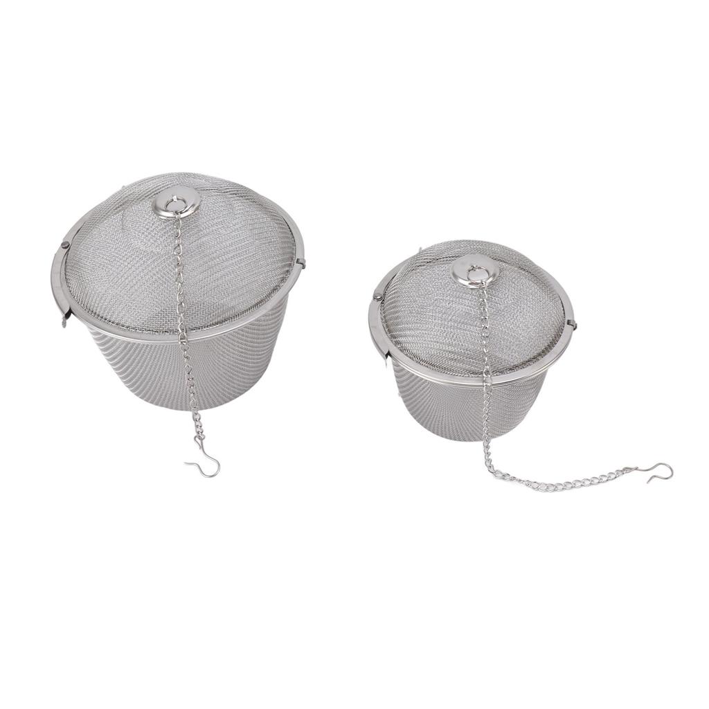 2pcs Mesh Tea Ball Stainless Steel Tea Strainer with Long Hook Chain for Spice Soup Tea Herbs