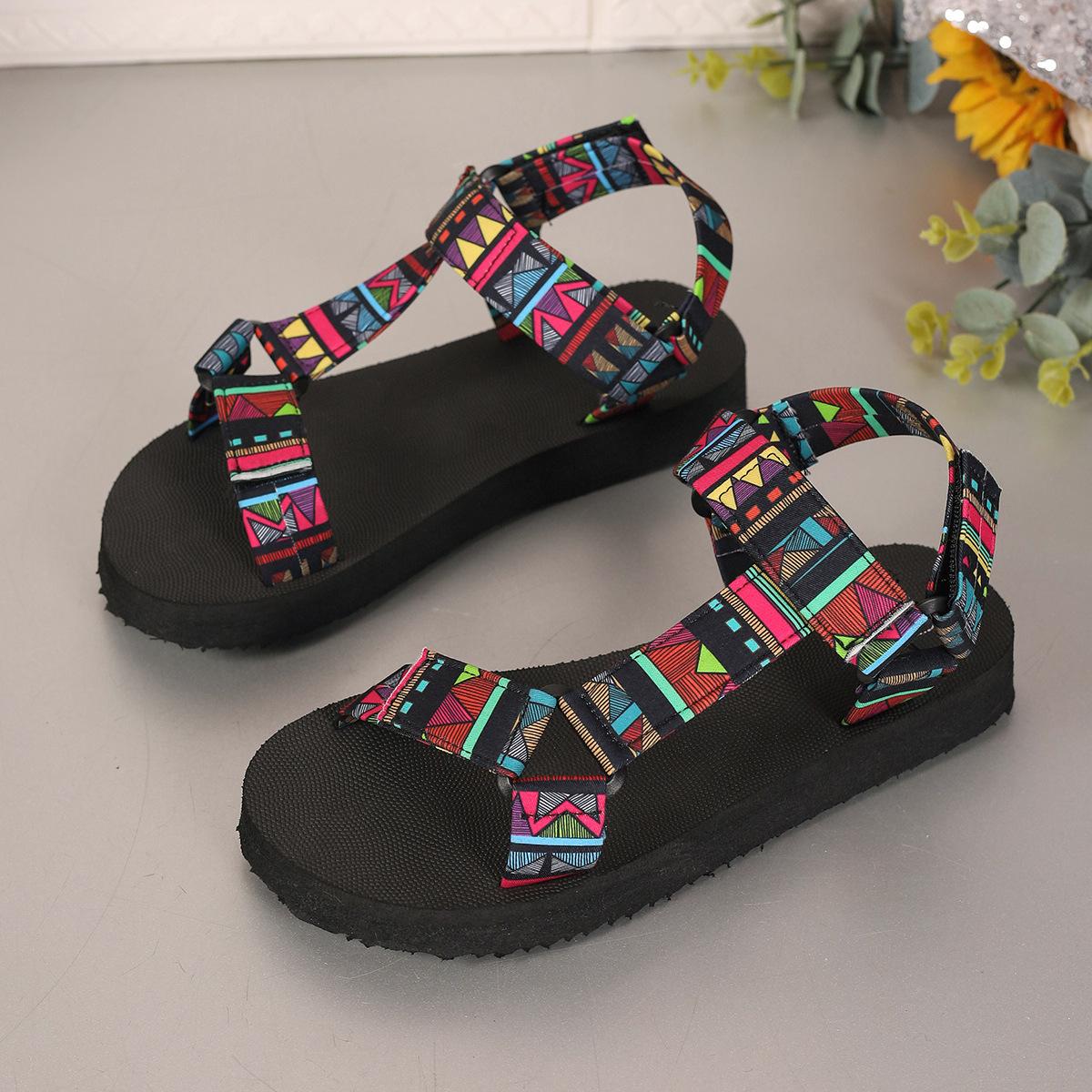 

Женские босоножки Boho Wide Width — плоские пляжные шлепанцы с регулируемыми ремешками, удобная обувь больших размеров для повседневных выходов и отпускных образов 40