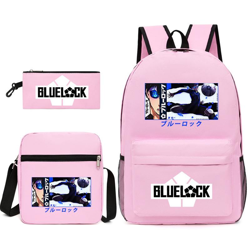 Large Capacity Schoolbag with Shoulder Strap; Student Three-piece Pencil Case Set
