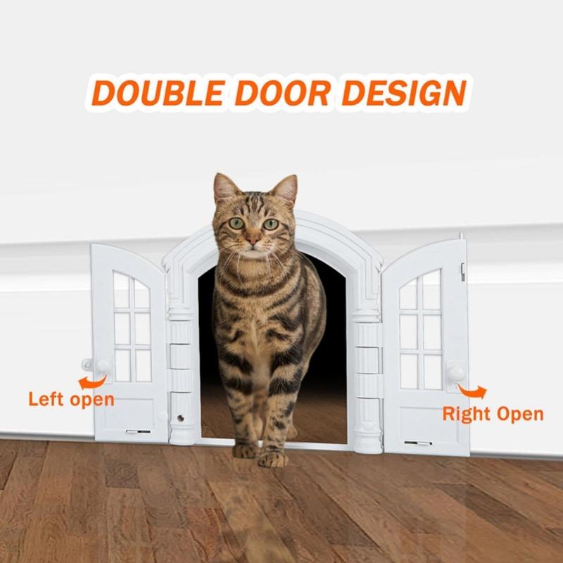 Portal French Cat Door - Stylish No-Flap Cat Door Interior Door for Average-Sized Cats Up to 20 lbs, Easy DIY Setup
