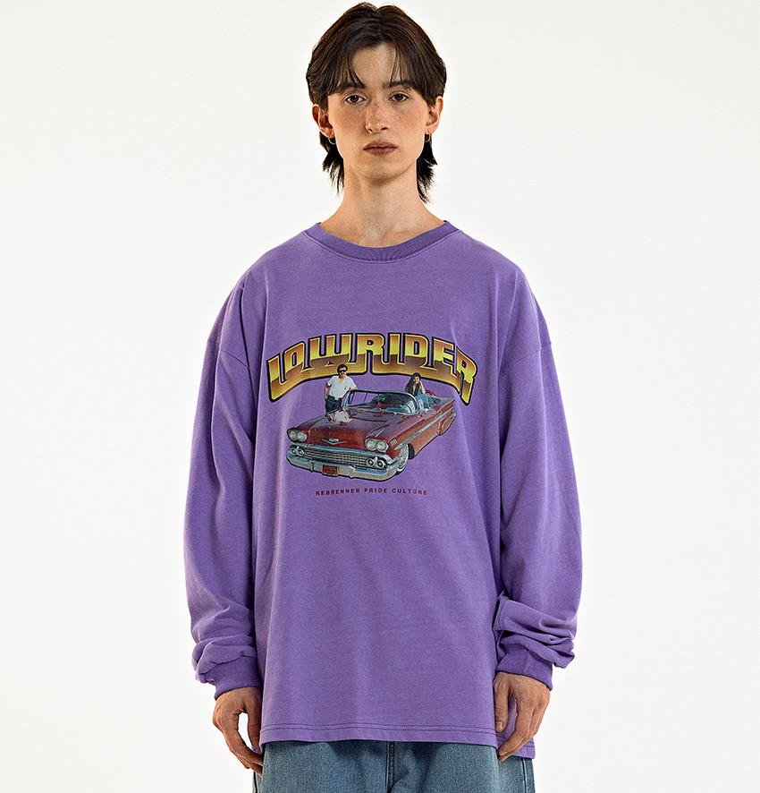 REBRENNER Oversized Pigment 80S Low Rider Long Sleeve Purple