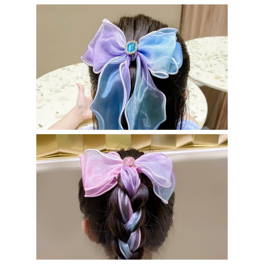 Headwear, Children's Ponytail, Ice and Snow Bow, Ribbon, Princess Mesh Hair Clip, Elsa Princess Braided Hair Accessory