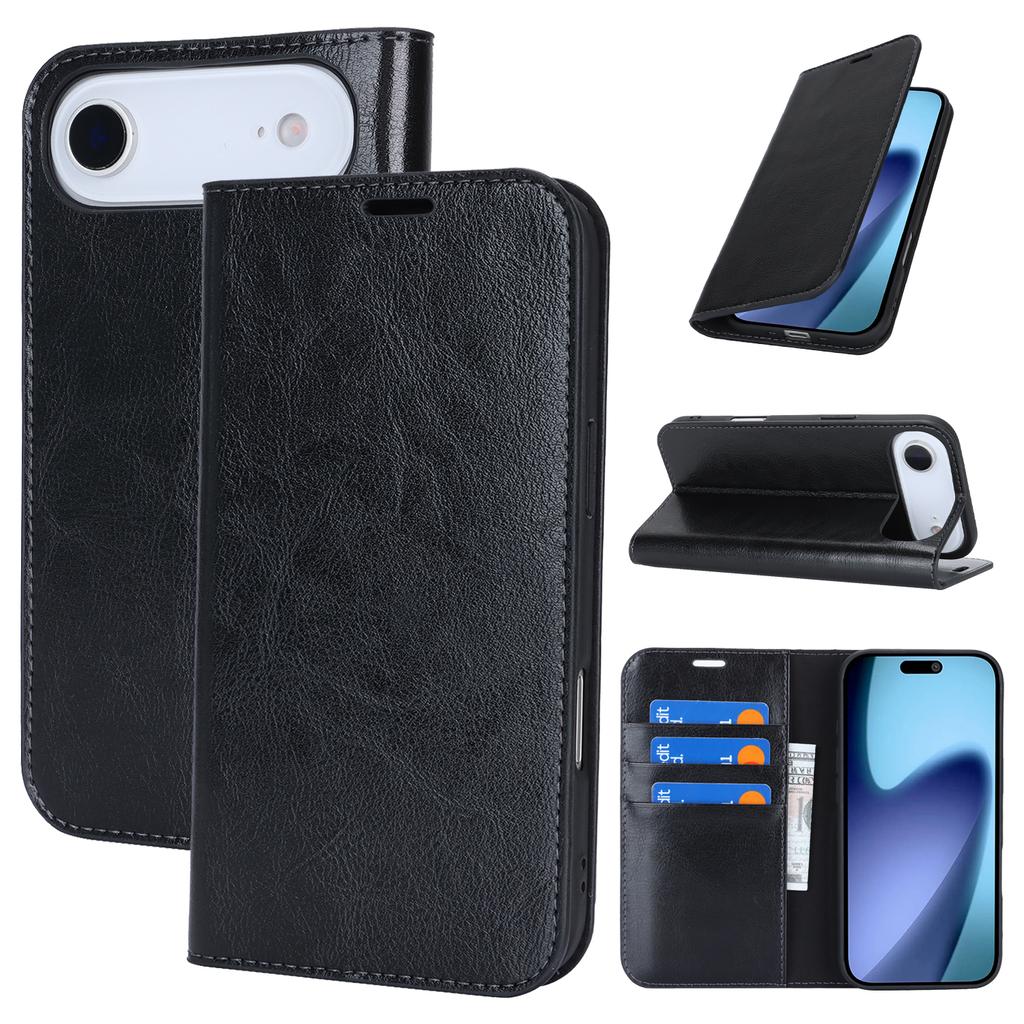 For iPhone 17 Air Case Crazy Horse Texture Split Leather Wallet Phone Cover