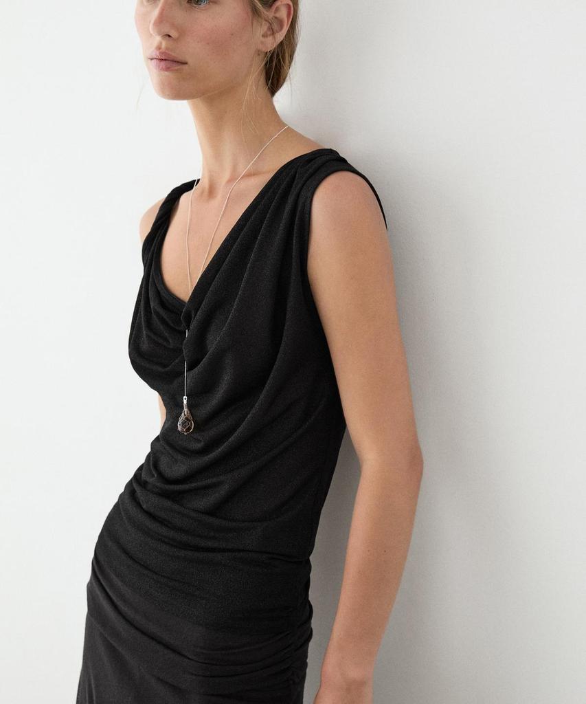 Masimodutti Drape Glossy Knot Detail Top