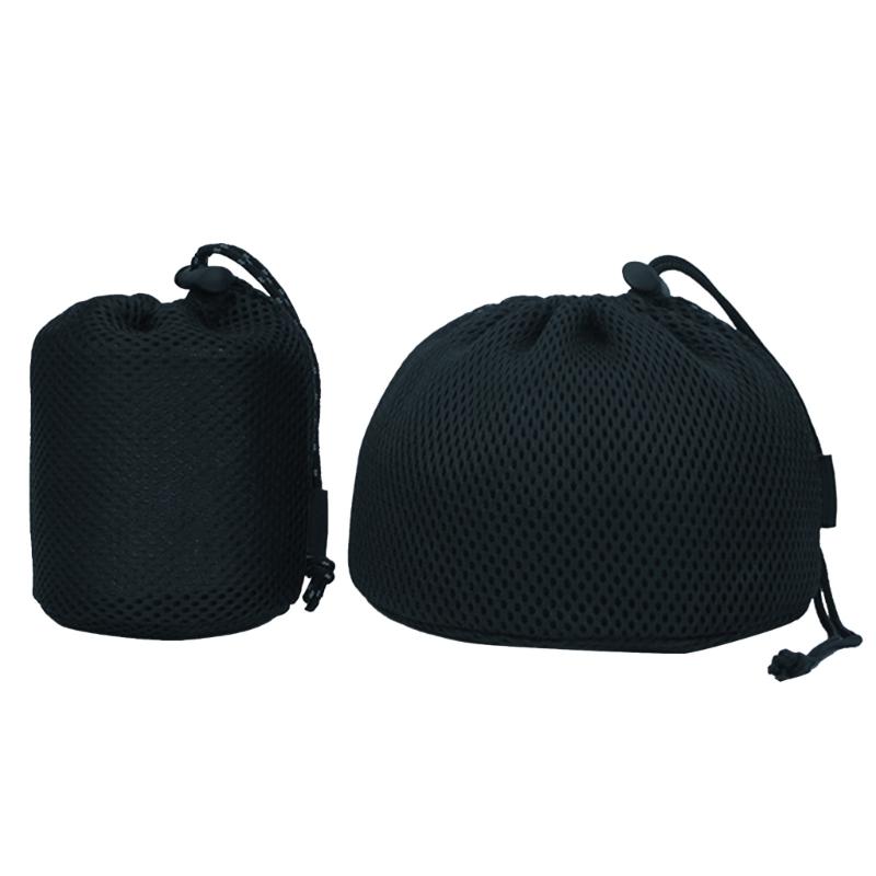 Multipurpose Drawstring Bag Outdoor Camping Pots Storage Bag Black Nylon Mesh Bag Tableware Organizers Easy To Use